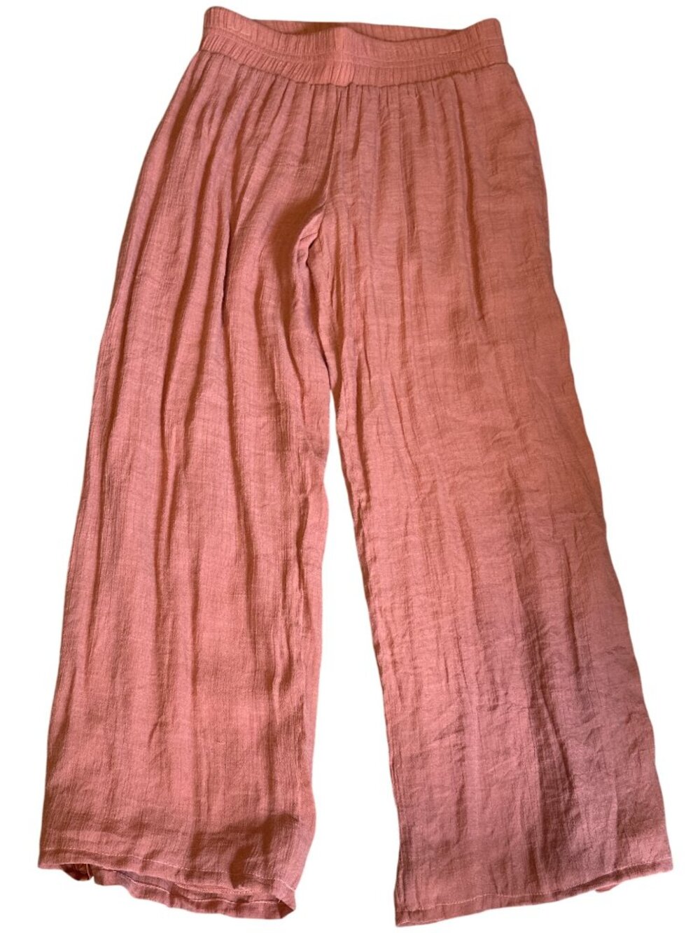 New Directions Womens Rust Elastic Waist Wide-Leg Pants M Lightweight Relaxed Fi - Picture 2 of 3